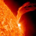 A snapshot of a prominence erupting from AR11105 captured by the SDO spacecraft in the 304 Angstrom wavelenght.