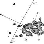 Carrington's sketch of the white-light flare and the sunspot group.