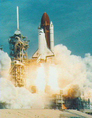 Shuttle Atlantis Launch with CGRO