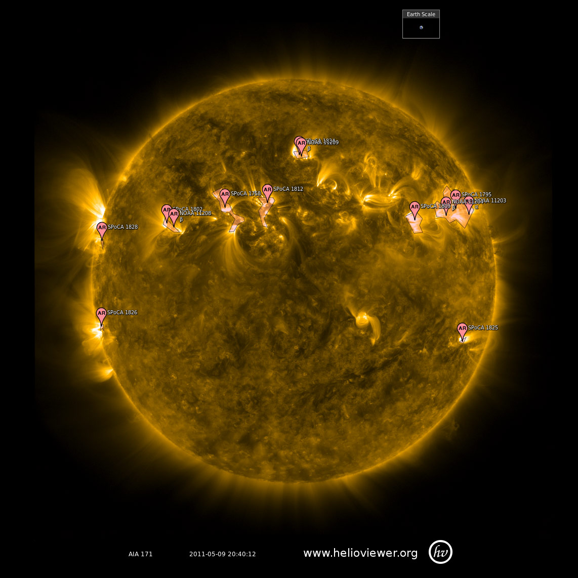 At ~20:40 UT on May 9, 2011 the area produced a C5 solar flare. 