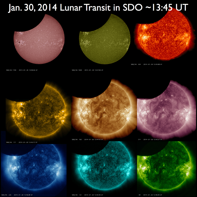 Jan. 30, 2014 Lunar Transit in SDO ~13:45 UT credit: NASA/SDO