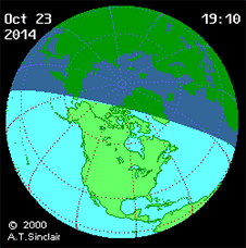 During the late afternoon of Oct. 23, 2014, a partial solar eclipse will be visible from much of North America before sundown. However, it is never safe to look at the sun with the naked eye. Image Credit: NASA/Sinclair
