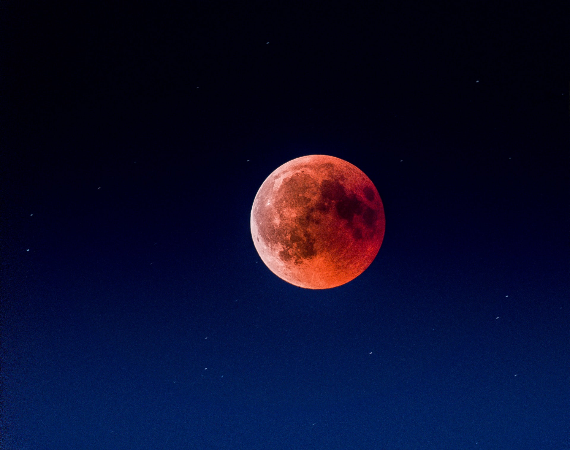 Lunar eclipse in Sidelhorn, Obergoms, Switzerland. 