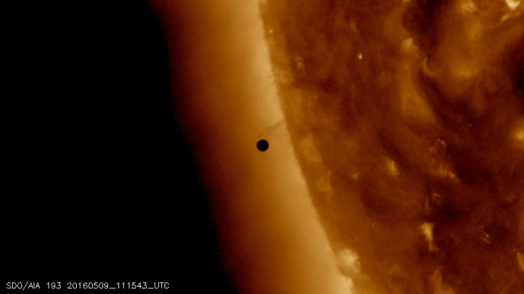 The Solar Dynamics Observatory captured images of Mercury transiting across the sun on May 9, 2016.