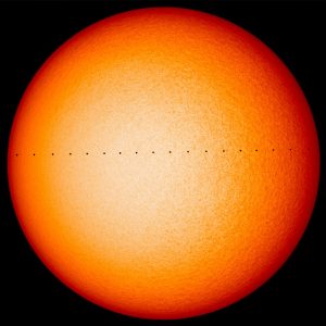 Composite image of Mercury transit across the Sun, as seen by NASA's Solar Dynamics Oberservatory on Nov. 11, 2019. CREDIT: NASA's Goddard Space Flight Center
