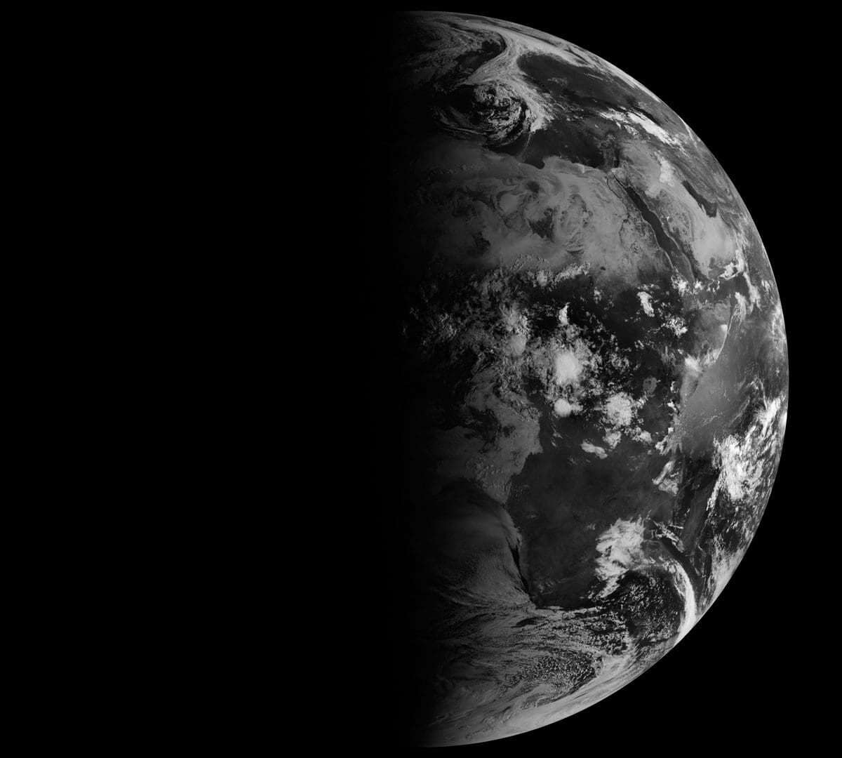 On the September equinox, the terminator is a north-south line, and the sun is said to sit directly above the equator. CREDIT: NASA's Earth Observatory