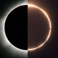 Hybrid solar eclipse - Image Credit & Copyright: Left: Fred Espenak – Right: Stephan Heinsius