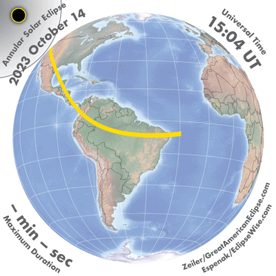Animation of October 14, 2023 annular solar eclipse