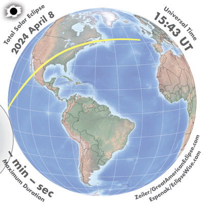 Animation of the April 4, 2024 total solar eclipse