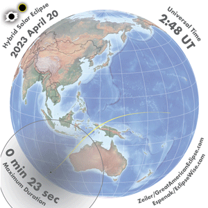 Path of the Annular-Total Solar Eclipse of April 20, 2023 - Path of the Annular-Total Solar Eclipse of April 20, 2023