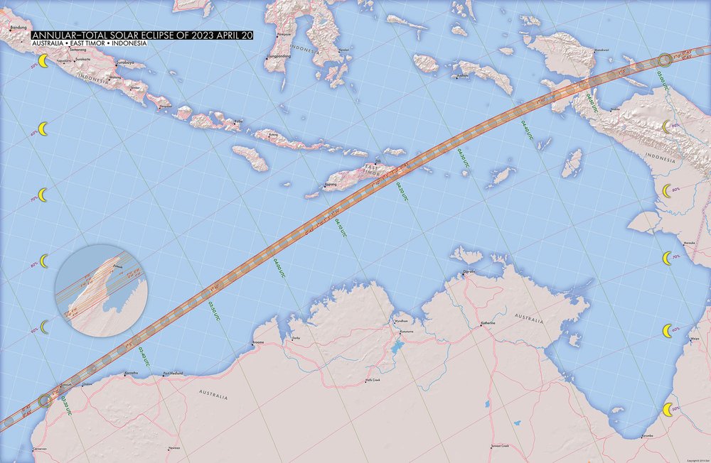 Path of the Annular-Total Solar Eclipse of April 20, 2023 - Path of the Annular-Total Solar Eclipse of April 20, 2023