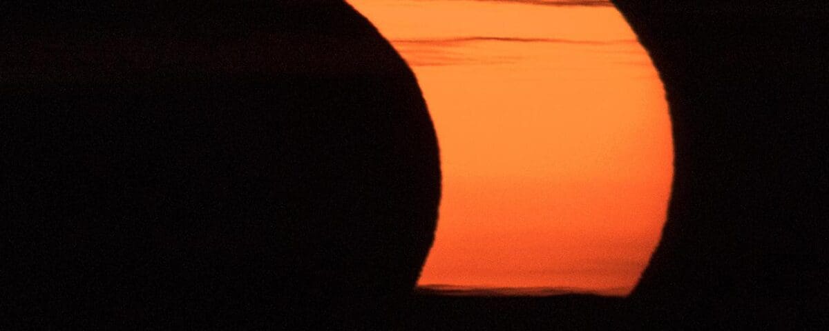 A partial solar eclipse is seen from Arlington, Virginia, Thursday, June 10, 2021. The annular or “ring of fire” solar eclipse is only visible to some people in Greenland, Northern Russia, and Canada. Photo Credit: (NASA/Bill Ingalls)