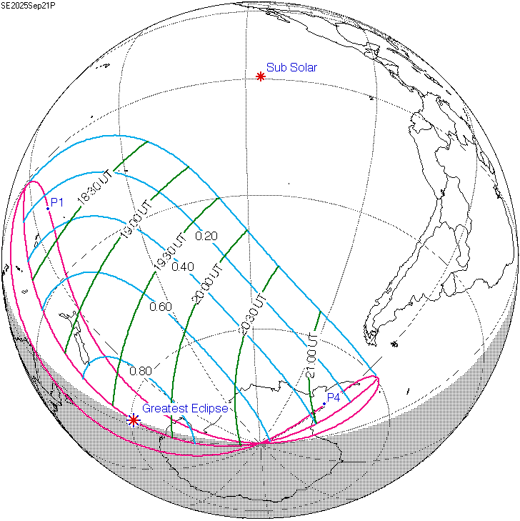 Partial Solar Eclipse — September 21, 2025 - Credit: Fred Espenak Partial Solar Eclipse — September 21, 2025 - Credit: Fred Espenak